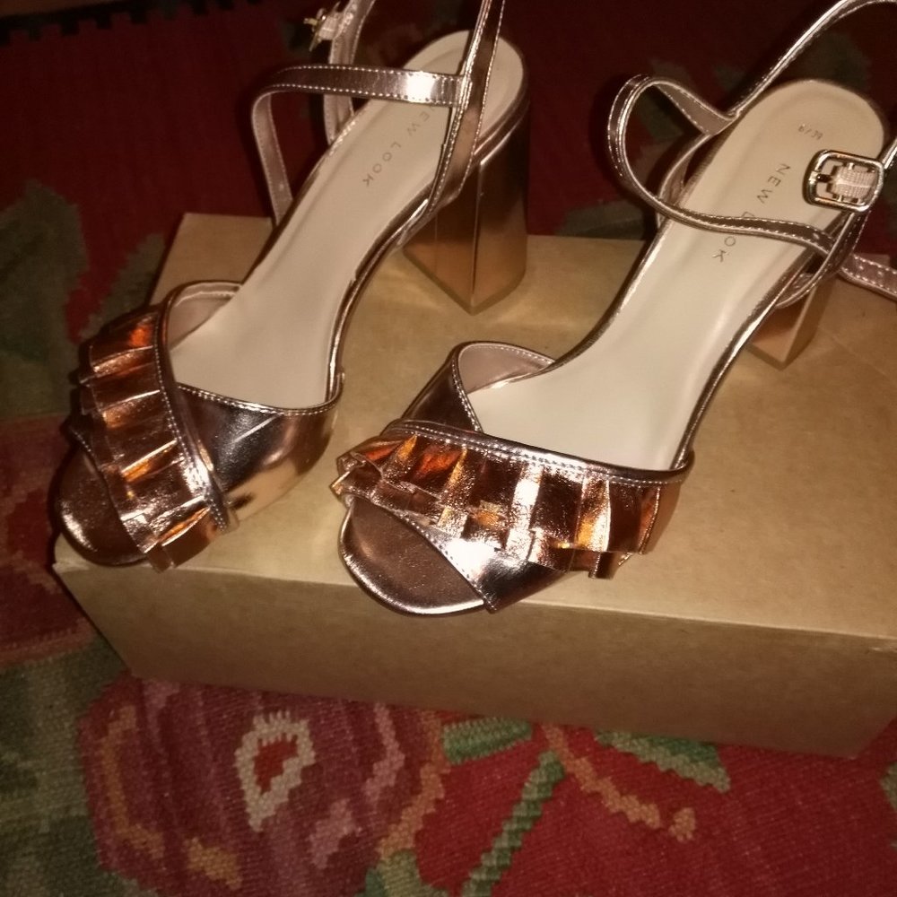 Rose Gold Block Heel Sandal
